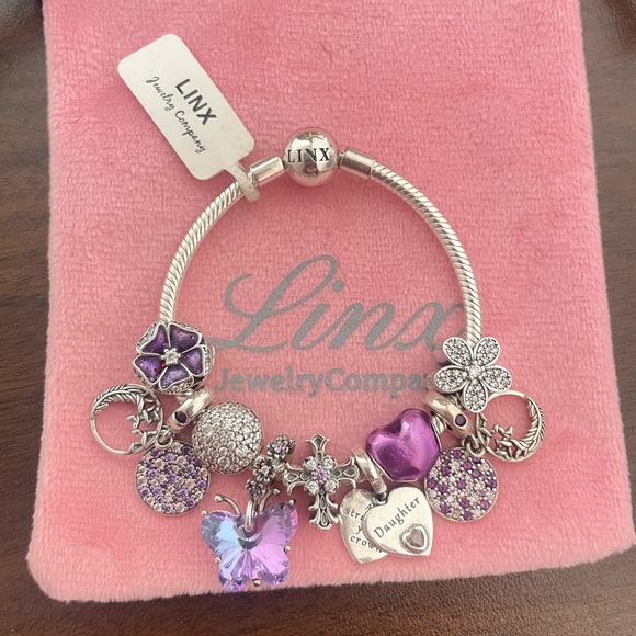 Linx Snake Chain Bracelet with Purple Religious Daughter Themed Charms